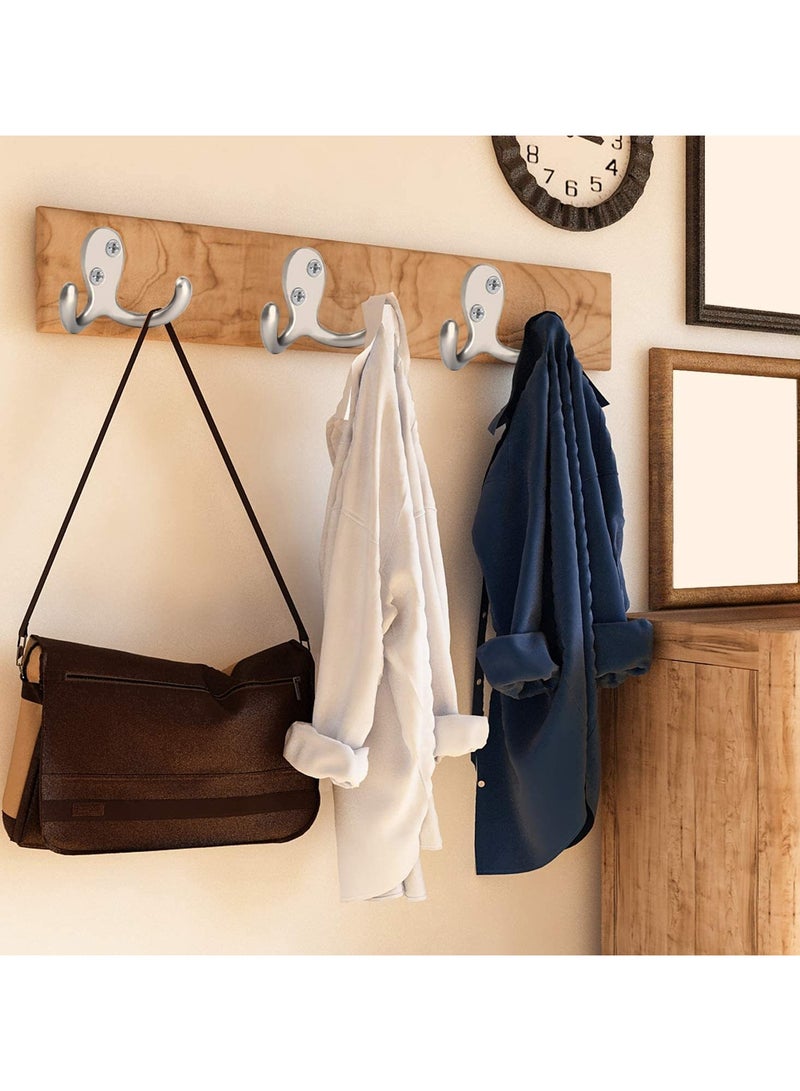 10-Piece Set Zinc Alloy Coat And Hat Hook Double Hook Key Behind The Entrance Scarf Hook  Bathroom Wardrobe Hook  Clothes Hook Silver  - Image 4