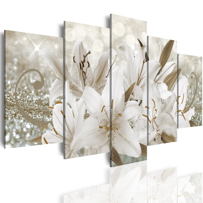 LUDUHU White Orchid Flowers Canvas Print Abstract Floral Wall Art Painting Decor for Home Decoration Artwork Picture Bedroom BOversize 40x20inch