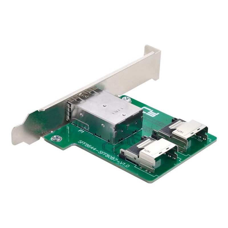 CY Mini SAS HD SFF8644 to Internal Mini SAS SFF8087 PCBA Female Adapter Dual Ports with Low Profile Bracket - Image 2