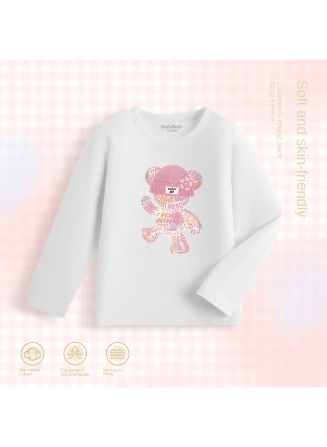 Badibadi Girls' Long Sleeve T-shirt, 2025 Spring And Autumn Fashionable Top, Soft And Skin-friendly Cotton Base Layer For Older Kids - Image 2