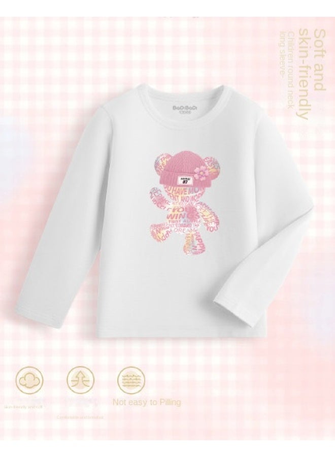 Badibadi Girls' Long Sleeve T-shirt, 2025 Spring And Autumn Fashionable Top, Soft And Skin-friendly Cotton Base Layer For Older Kids - Image 1