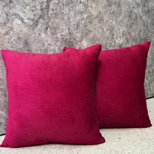 Guffaw Corduroy Cushion Covers with Stripe Pattern Multiple Sizes and Colors Pack of 2 for Couch Bedroom Sofa Living Room Bed Chair (12x12 inches, Mustard) - Image 1