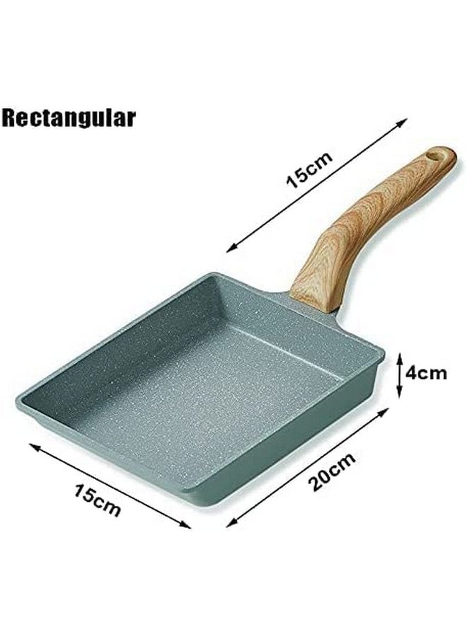 BEING CART® Japanese Omelette Pan Nonstick Tamagoyaki Square Egg Pan, 7X 6Inch Retangle Small Frying Pan with Anti Scalding Handle, Silicone Spatula Color- Grey (Blue) - Image 2