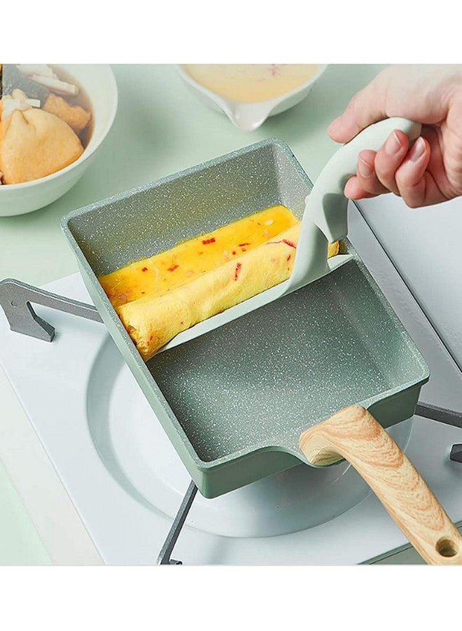 BEING CART® Japanese Omelette Pan Nonstick Tamagoyaki Square Egg Pan, 7X 6Inch Retangle Small Frying Pan with Anti Scalding Handle, Silicone Spatula Color- Grey (Blue) - Image 3