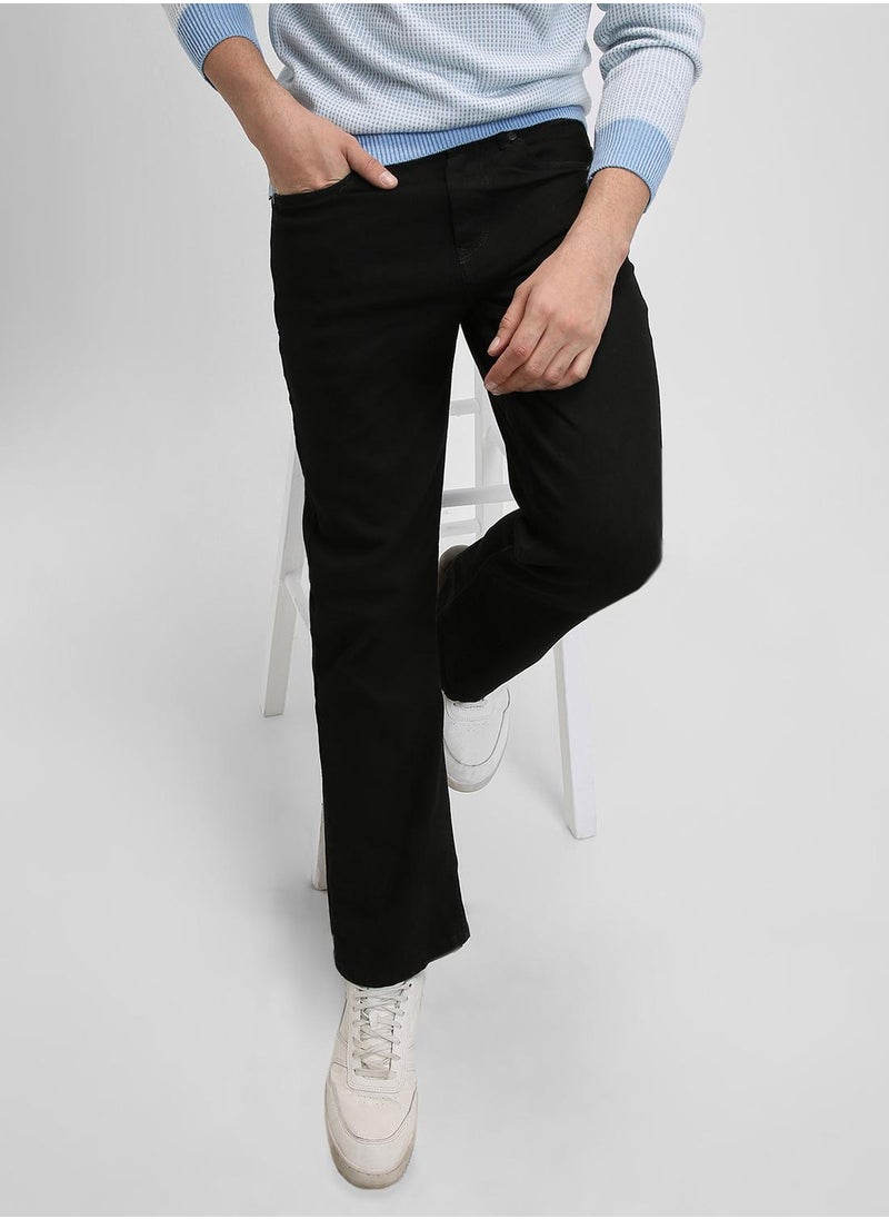 Dennis Lingo - Bootcut Black Men's Cotton Stretch Jeans with Button & Zip Closure - Image 1