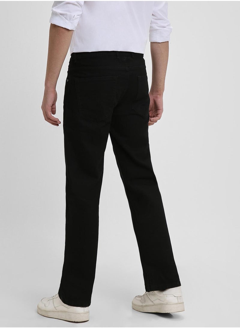 Dennis Lingo - Bootcut Black Men's Cotton Stretch Jeans with Button & Zip Closure - Image 1