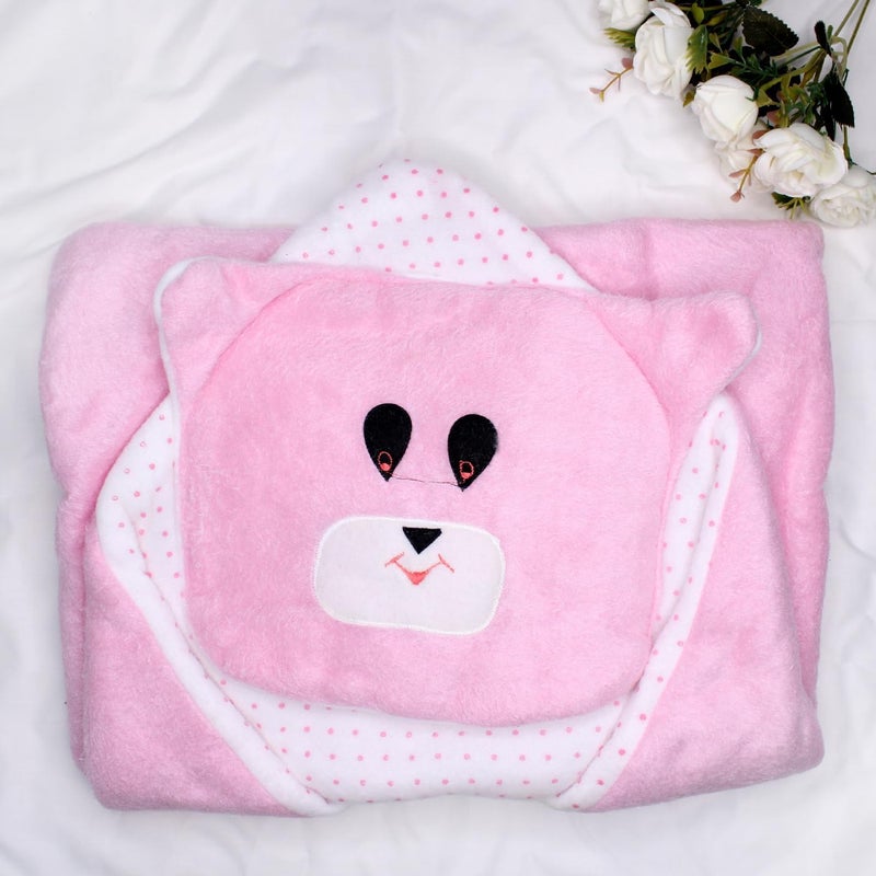 EKAN Swaddle Baby Blankets for New Born and Infants (0-12 Months) Sleeping Hooded Baby Wrapper for Gifting Purpose (Pack of 1) (Light Pink) - Image 3