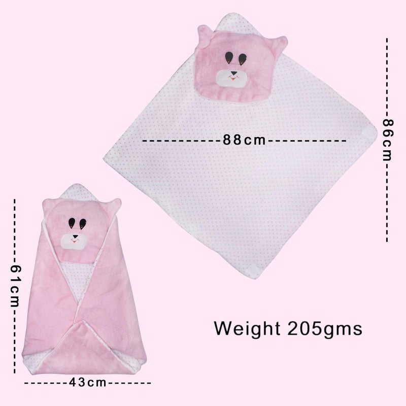EKAN Swaddle Baby Blankets for New Born and Infants (0-12 Months) Sleeping Hooded Baby Wrapper for Gifting Purpose (Pack of 1) (Light Pink) - Image 2