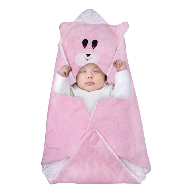EKAN Swaddle Baby Blankets for New Born and Infants (0-12 Months) Sleeping Hooded Baby Wrapper for Gifting Purpose (Pack of 1) (Light Pink) - Image 4