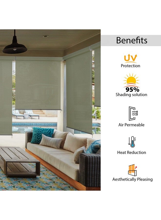 HIPPO Roller Blind Curtain for Outdoor Shade HDPE Corded 95% Sun & UV Protection, Air Flow Design, Light Filtering Balcony Roll-up Blinds (Moon-Stone, 4FTX5FT) - Image 2