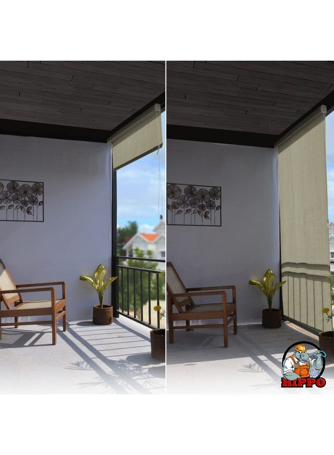 HIPPO Roller Blind Curtain for Outdoor Shade HDPE Corded 95% Sun & UV Protection, Air Flow Design, Light Filtering Balcony Roll-up Blinds (Moon-Stone, 4FTX5FT) - Image 5