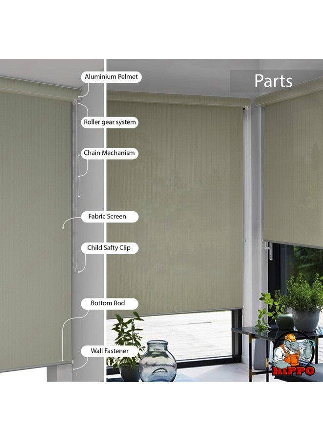 HIPPO Roller Blind Curtain for Outdoor Shade HDPE Corded 95% Sun & UV Protection, Air Flow Design, Light Filtering Balcony Roll-up Blinds (Moon-Stone, 4FTX5FT) - Image 3