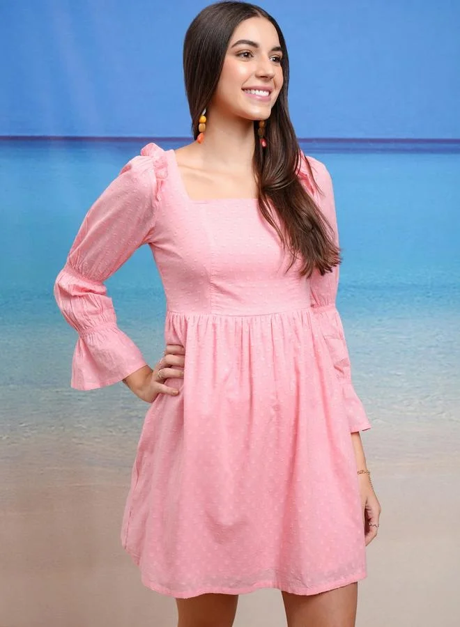 Tokyo Talkies Pink Textured Dress