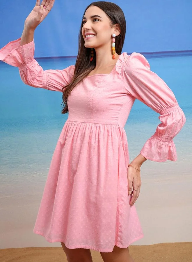 Tokyo Talkies Pink Textured Dress