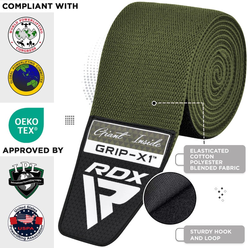 RDX Knee Wraps for Weightlifting, 78â€ Elasticated Straps Power Lifting Leg Press Support Gym Fitness Squats Workout Men Women - Image 2