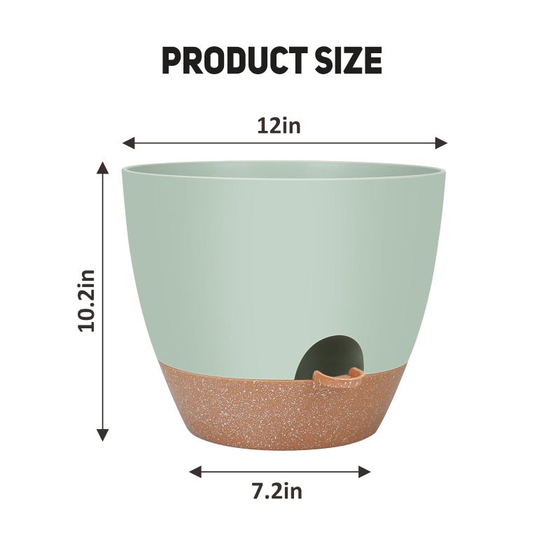 YNNICO 12 inch Large Self Watering Plant Pots, Flower Pots Planters with Multi Mesh Drainage Holes for Indoor Outdoor Garden Plants and Flowers - Image 4