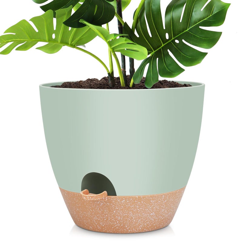 YNNICO 12 inch Large Self Watering Plant Pots, Flower Pots Planters with Multi Mesh Drainage Holes for Indoor Outdoor Garden Plants and Flowers - Image 1