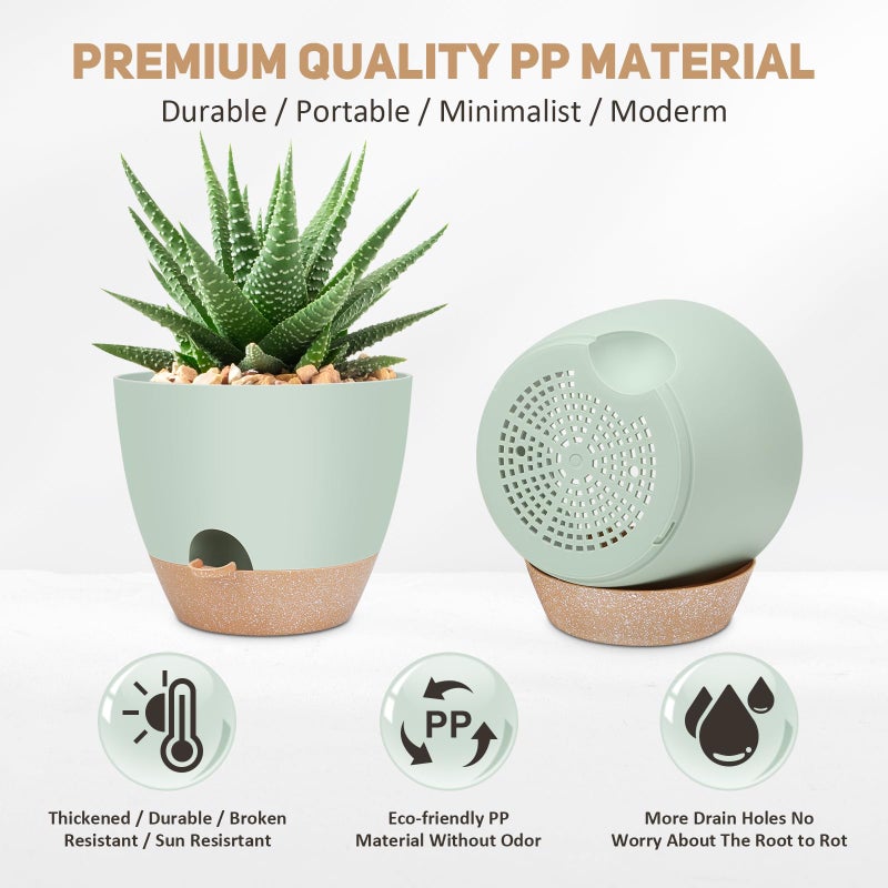 YNNICO 12 inch Large Self Watering Plant Pots, Flower Pots Planters with Multi Mesh Drainage Holes for Indoor Outdoor Garden Plants and Flowers - Image 2