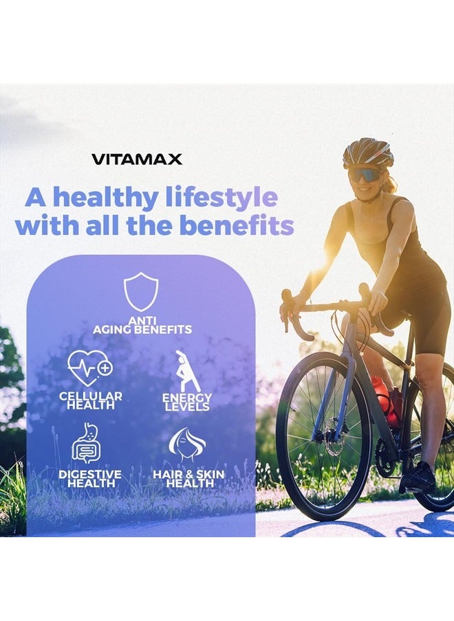 Vitamax - Resveratrol+ NAC+ NAD+ Berberine+ Collagen Peptides+ Hyaluronic Acid+ Biotin, 60 Capsules - Image 1