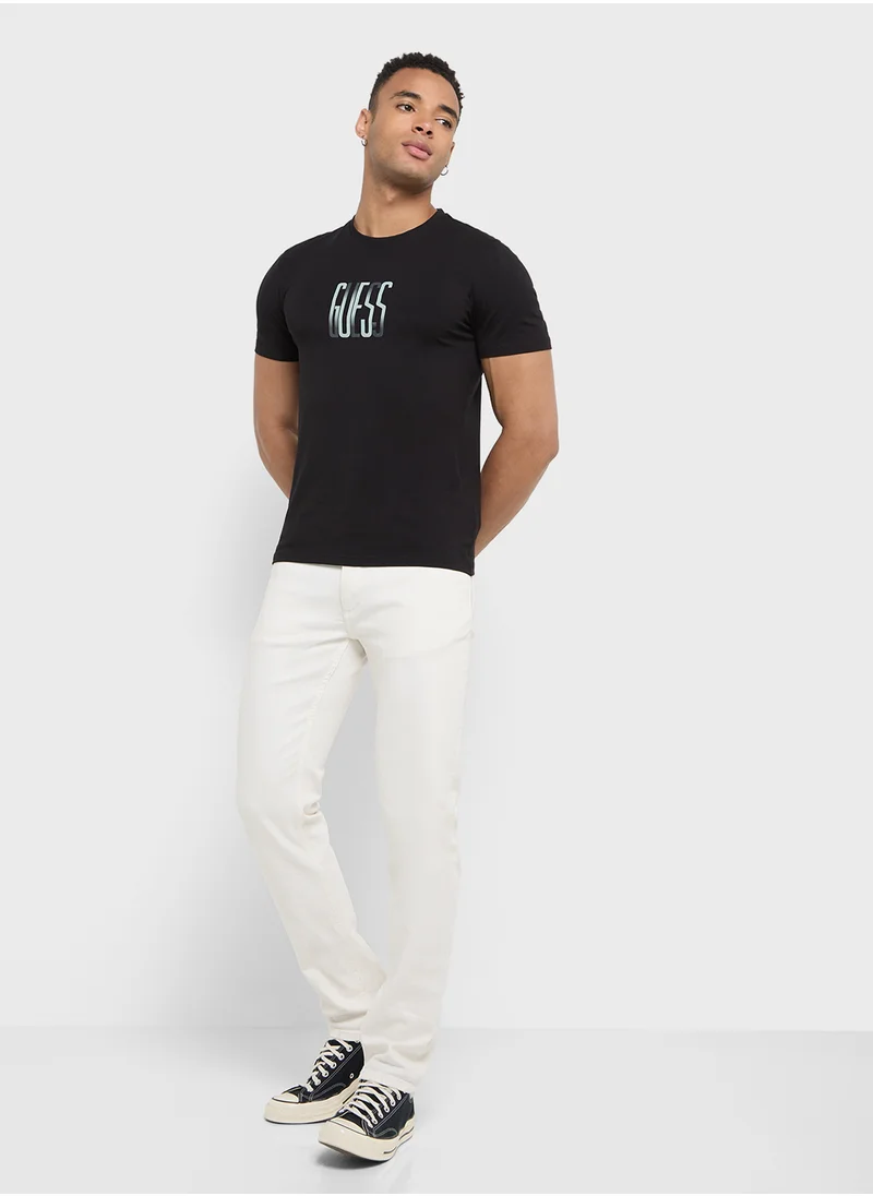 GUESS Logo Detailed Crew Neck Short Sleeve T-Shirt