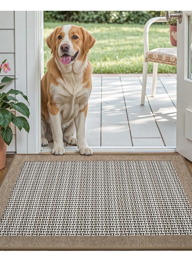 LUMI Ultra Thin Inside Door Mat for Entry, Absorbent, Dirt Trapper, Low Profile, Non Slip Mats with Rubber Backing, Ideal for Indoor, High Traffic, Garage, Entrance, 24''x36'', Beige - Image 1