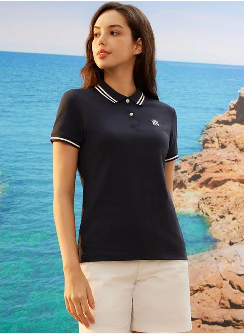 GIORDANO Women's Classic Cotton Polo with Thematic Embroidery