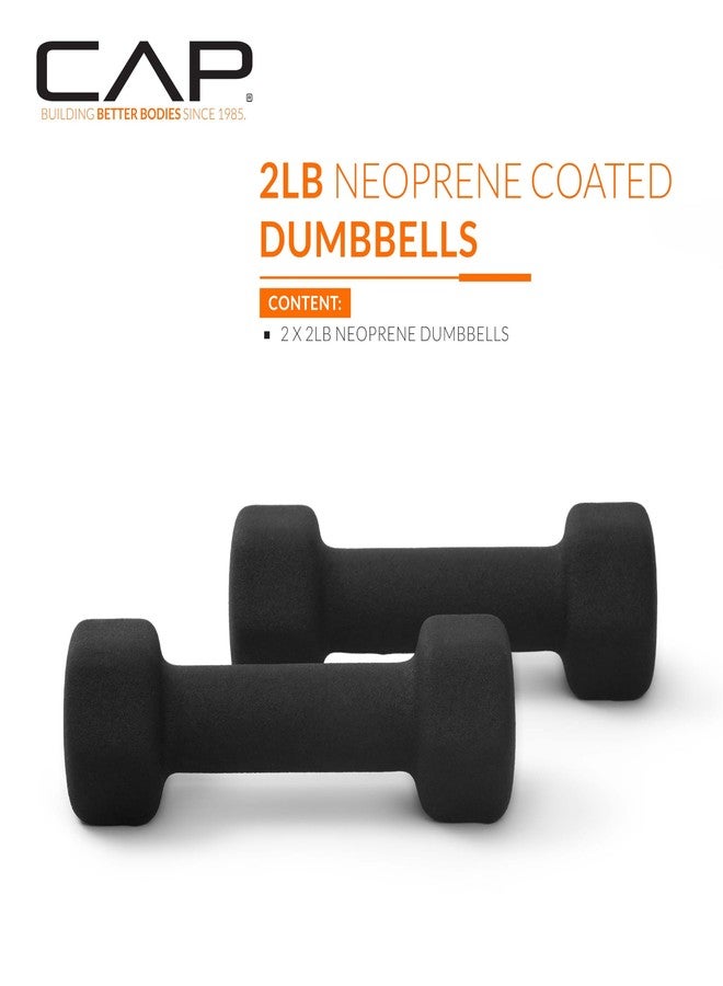 CAP Barbell Neoprene Dumbbell Weights, 2 lb Pair, Black - Image 2