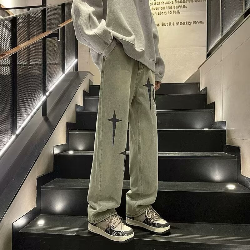 American Style Drawstring Loose Waist Jeans Boys 2024 New Autumn New Loose Straight Slim Look Wide Leg Pants 5081 blue - Image 3