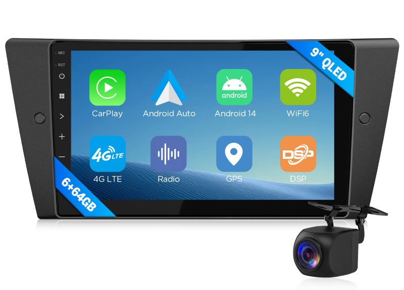 Eonon 6+64GB Car Stereo for BMW 3 Series 2005-2011(E90/E91/E92/E93), Android 13 Wireless CarPlay & Android Auto, 9 Inch Head Unit, HDMI/SWC/4G LTE/Bluetooth/WiFi - (E90X6S Upgrade) - Image 1