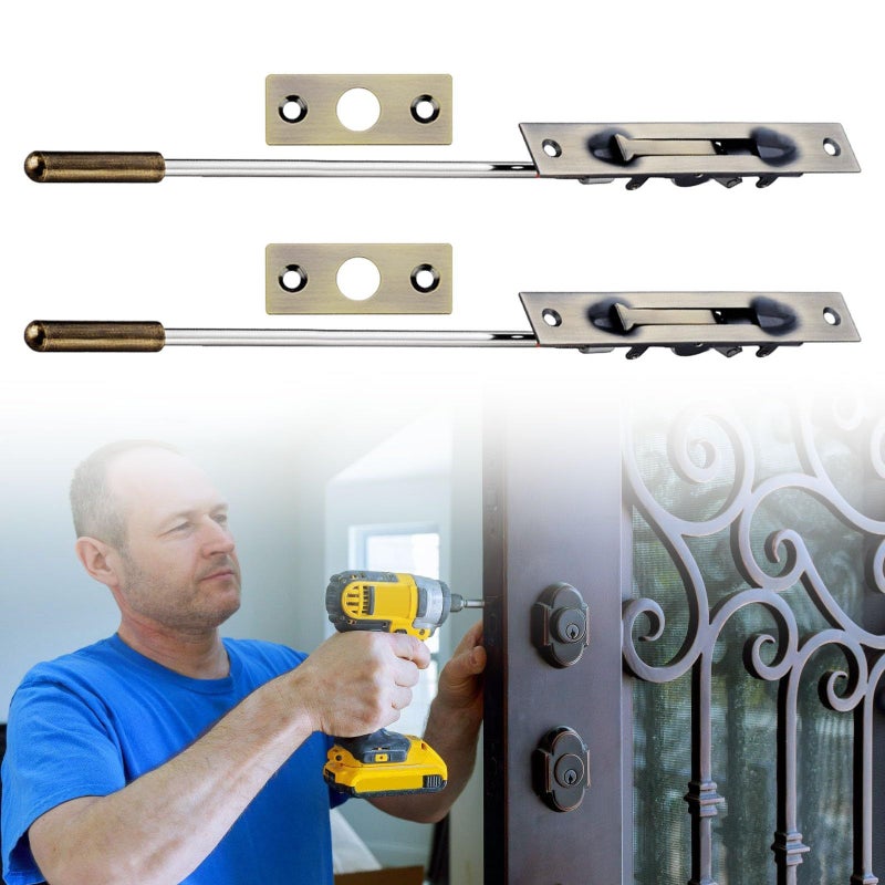 12 Inch Blue Bronze Heavy Duty Recessed Steel Security Latches Extended Rod for Doors - Image 5
