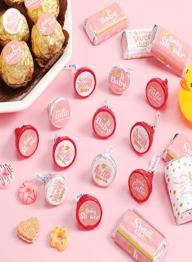 Clabby 504 Pieces Boy Girl Baby Shower Favors Stickers Mini Kisses Candy Stickers Chocolate Drop Labels Wrappers Little Cutie Baby Shower Decoration for Sprinkle Birthday Party(Pink Girl Style) - Image 5