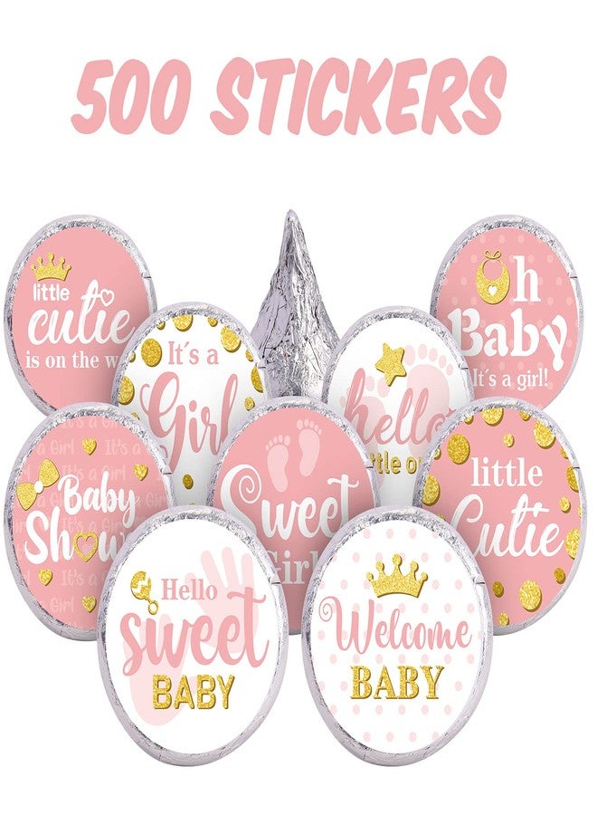 Clabby 504 Pieces Boy Girl Baby Shower Favors Stickers Mini Kisses Candy Stickers Chocolate Drop Labels Wrappers Little Cutie Baby Shower Decoration for Sprinkle Birthday Party(Pink Girl Style) - Image 2