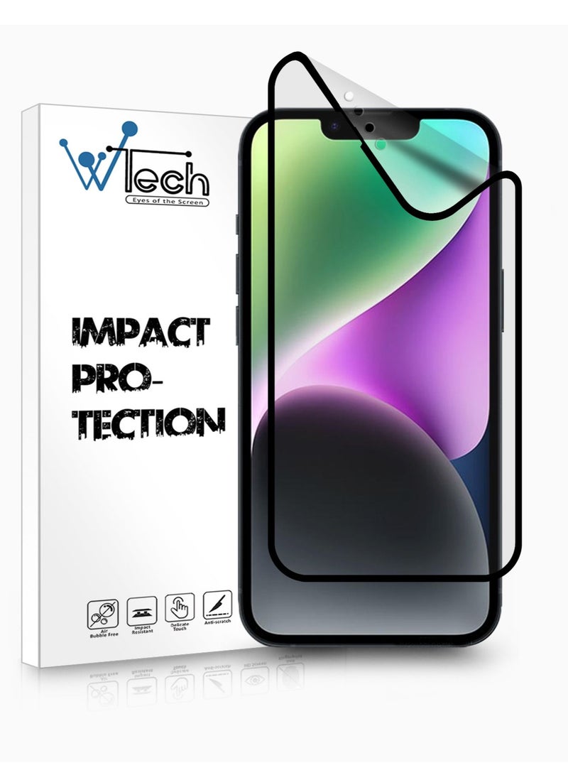 Wtech 9D Nano Ceramic Anti Fingerprint Full Coverage Full Glue Matte Screen Protector For Apple Iphone 14 Plus Clear and Black - Image 1