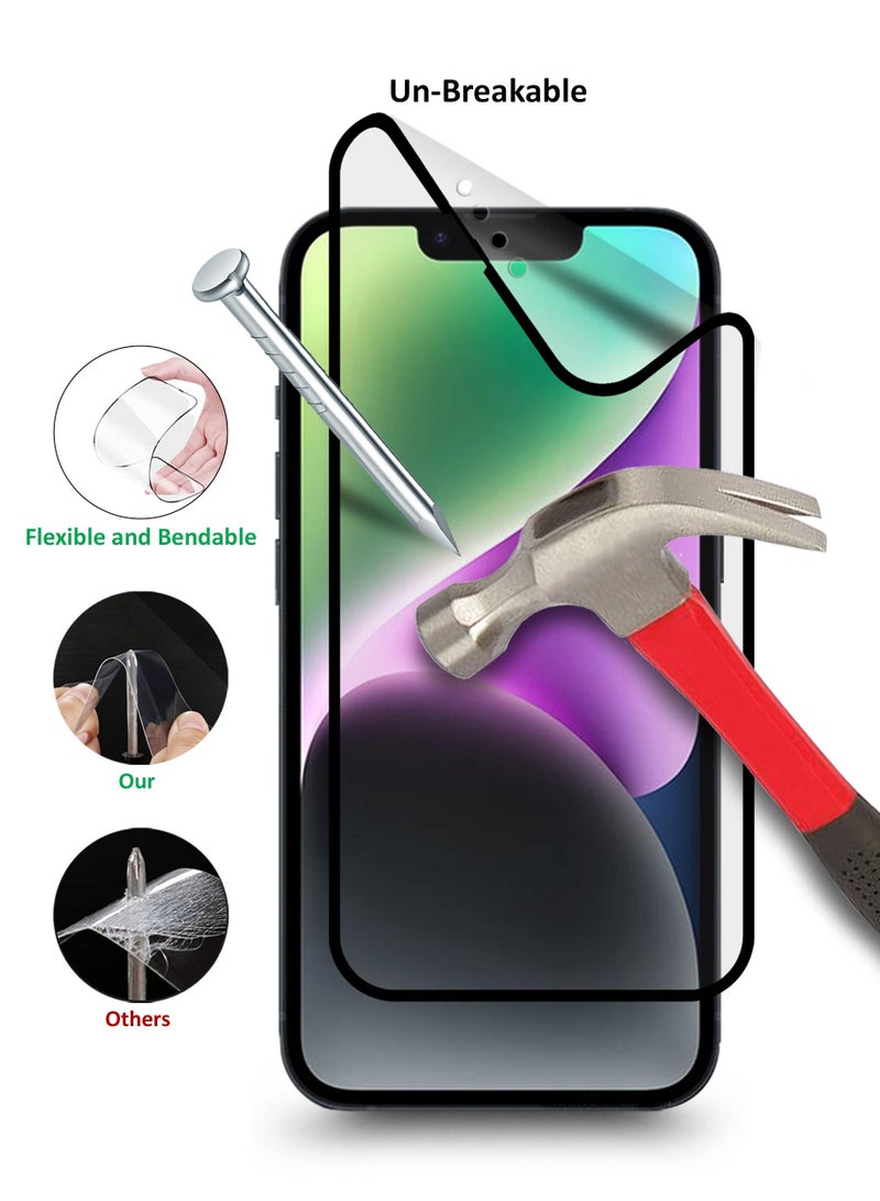 Wtech 9D Nano Ceramic Anti Fingerprint Full Coverage Full Glue Matte Screen Protector For Apple Iphone 14 Plus Clear and Black - Image 2