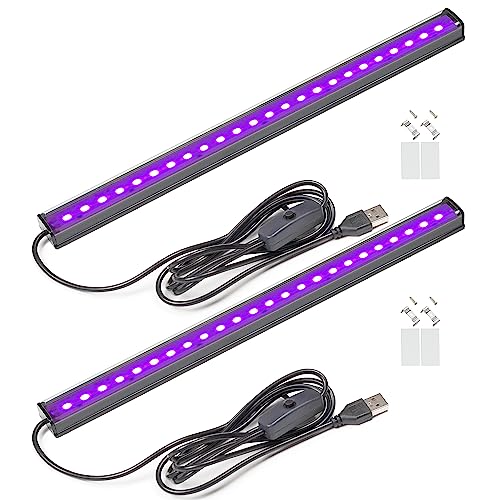 GREENIC USB Black Light Bar, 10W 1ft Upgraded UV LED Blacklight Strip Lights, Small Black Lights for Glow Party, Posters, Tapestry, Room, Bedroom Decor, Body Paint, Halloween Decorations, 2 Pack - Image 1
