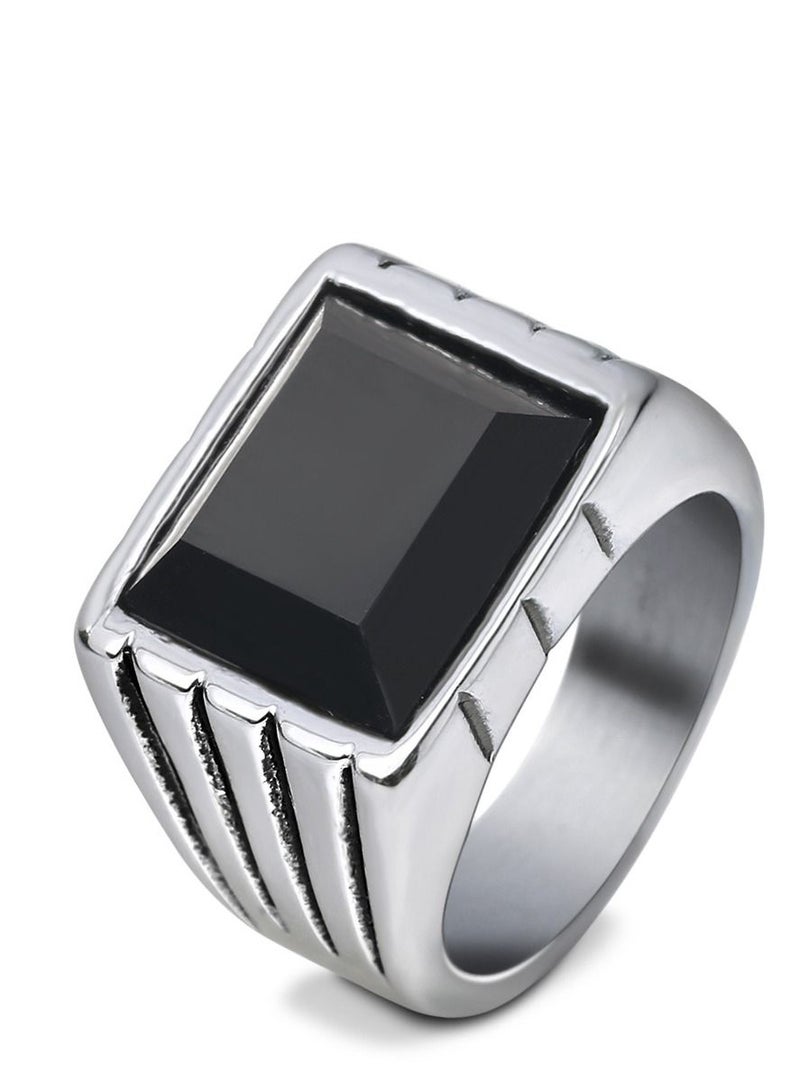 Loquat Stainless Steel Solid Polished Signet Ring