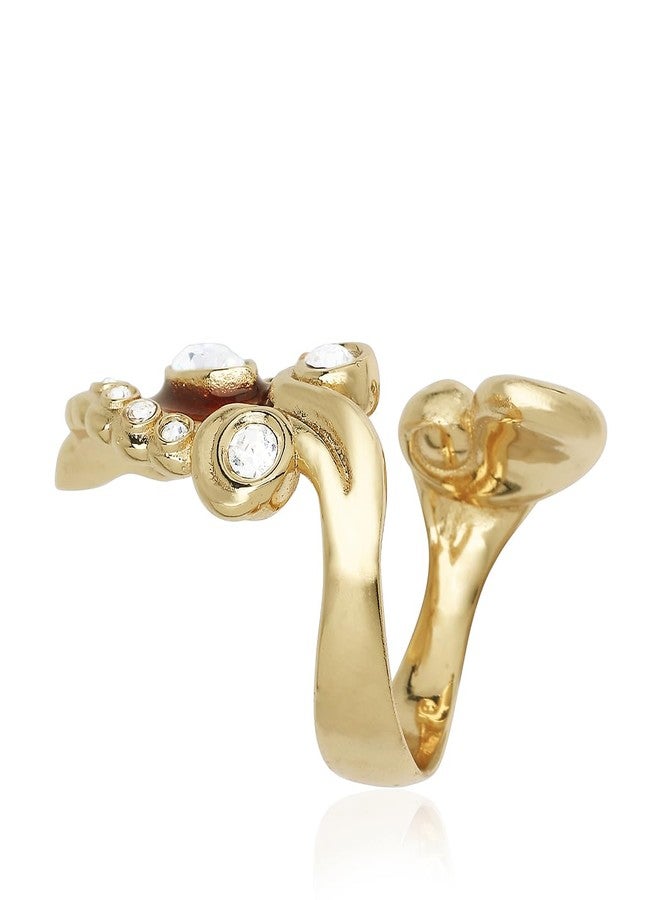 Shaze Anzio Ring | Enamelled Ring | Made of Brass | Ring | Color - Gold and Red - Image 2