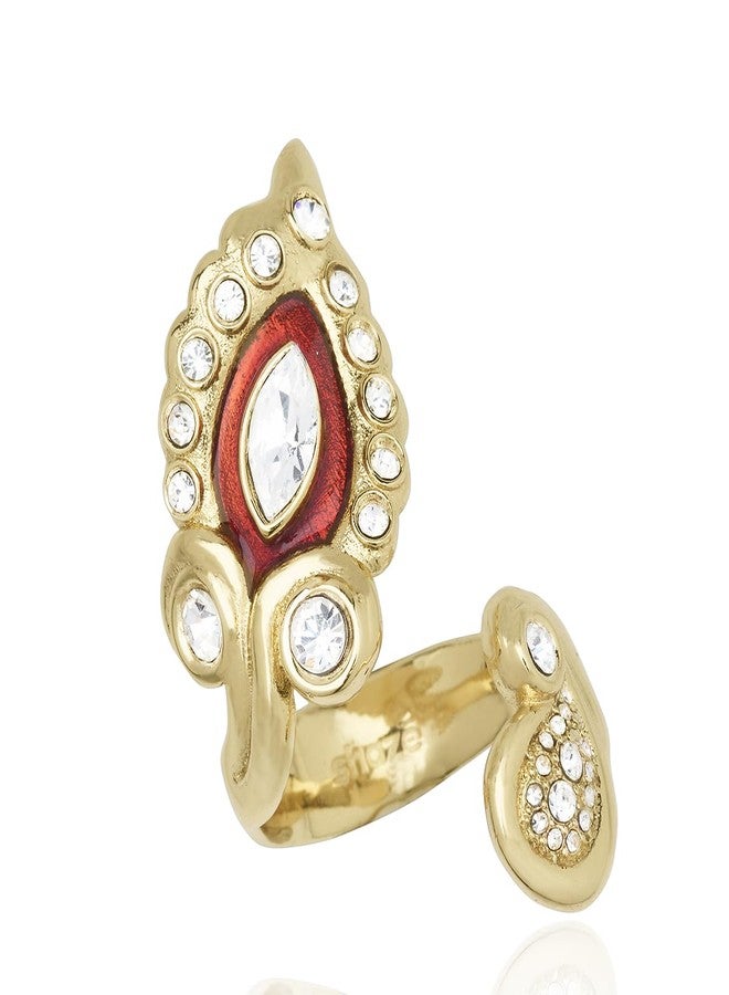 Shaze Anzio Ring | Enamelled Ring | Made of Brass | Ring | Color - Gold and Red - Image 1