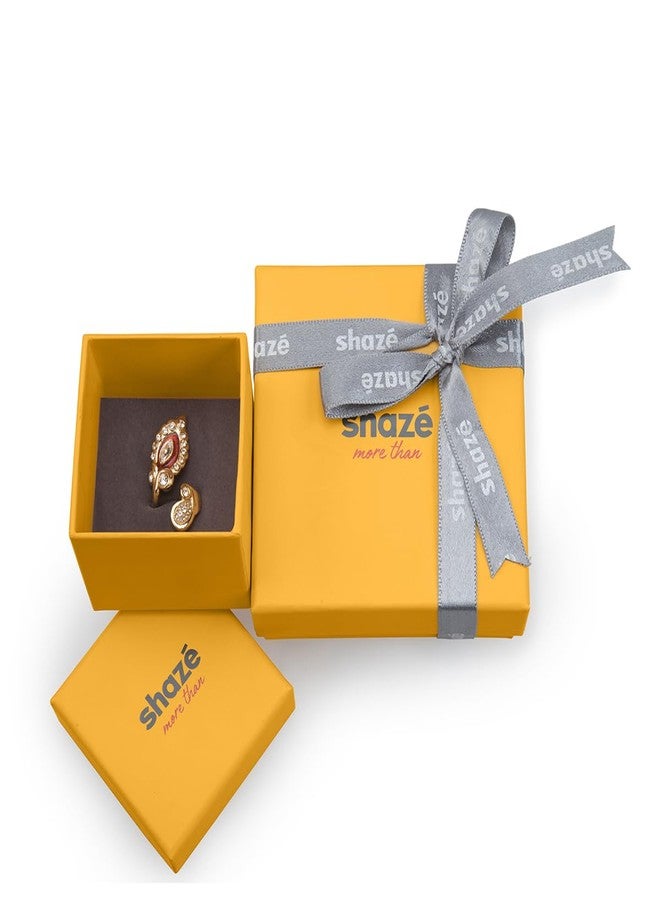 Shaze Anzio Ring | Enamelled Ring | Made of Brass | Ring | Color - Gold and Red - Image 5