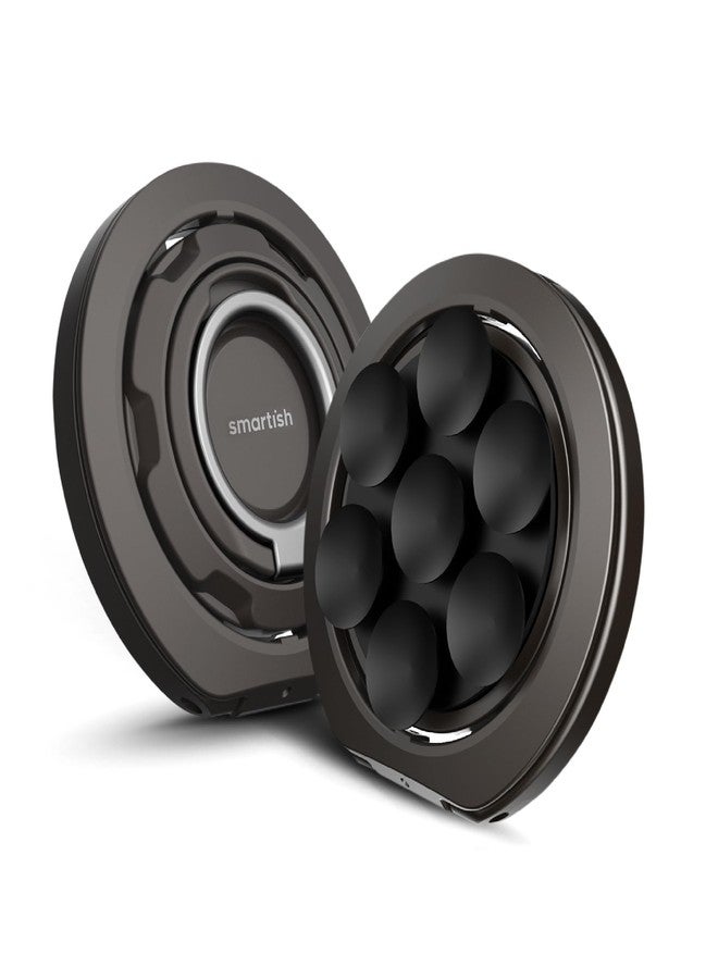 Smartish® MagSafe Suction Mount - WallFlower - 3 in 1 Reversible Magnetic Phone Grip Finger Loop, Suction Mount, Kickstand w/Universal MagSafe Adapter Kit for Apple iPhone - Black Tie Affair - Image 1