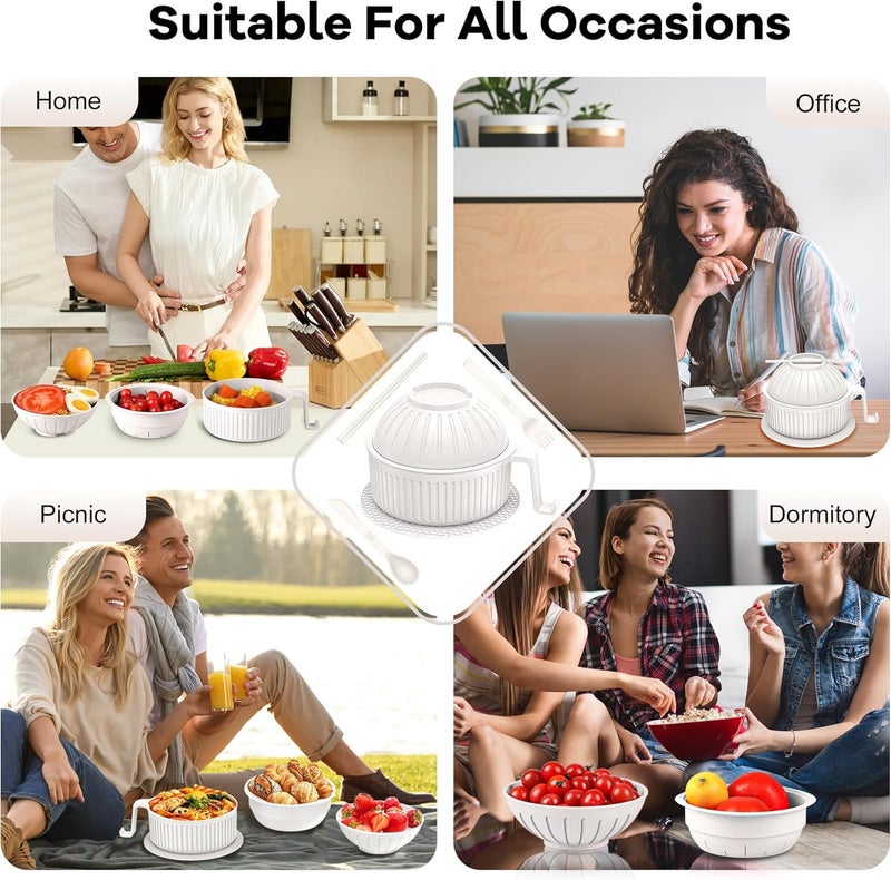 Beiyunee Ramen Bowl with Handles, 2 Set Wheat Fiber Ramen Cooker Microwave with Strainer, 34oz Noodle Bowl with Pot Mat Spoon Chopsticks Fork for Home, School, Office, Dorm, Picnic or Gift - Image 4