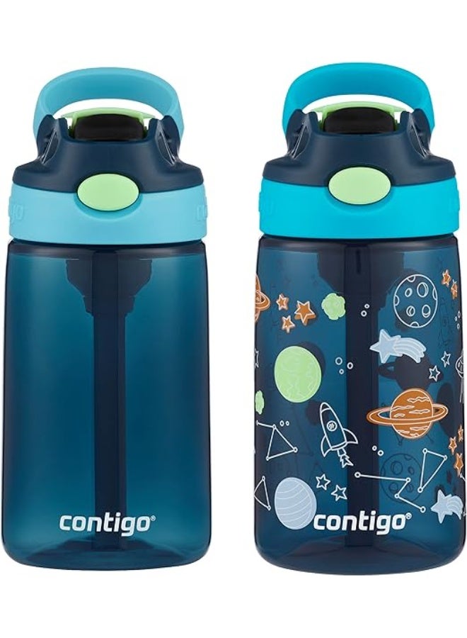 Contigo Kids Water Bottle 2 Pack 14oz AUTOSPOUT Straw Leak Proof Durable School and Outdoor Hydration Blueberry and Blue Raspberry