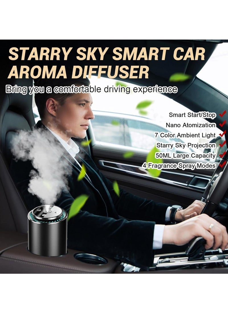 ELTRAZONE Smart Car Air Freshener, Car Air Freshener Diffuser with Starry Sky Projection and Perfume Oil, Rechargeable Car Aroma Diffuser, Auto On/Off Intelligent Car Diffuser, Cologne - Image 2