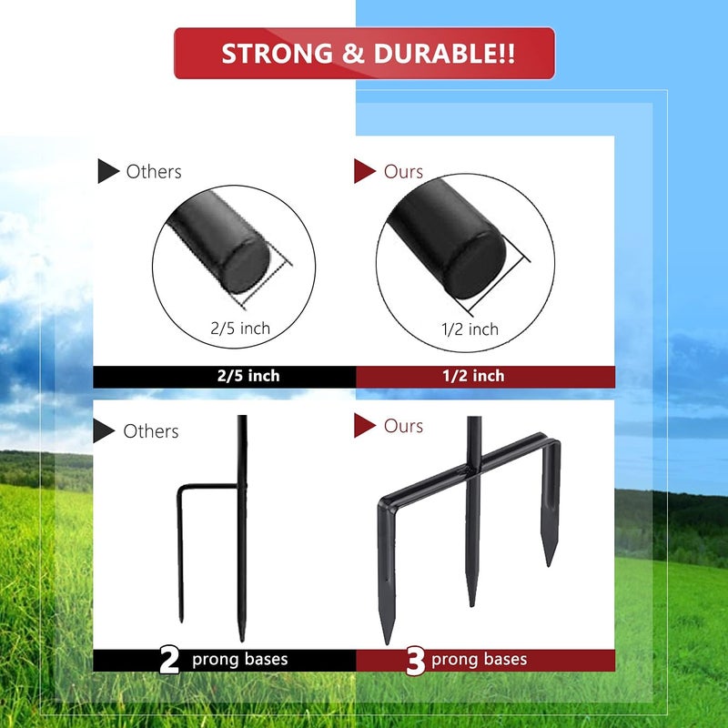 EXCMARK 2 Pack Shepherd Hook Adjustable Height 31/24/16’’ 1/2 inch Thick Use at Weddings, Hanging Solar Lights, Lanterns, Bird Feeders, Metal Hanger Hook (Black, 31 inch). U.S. Patent. - Image 2