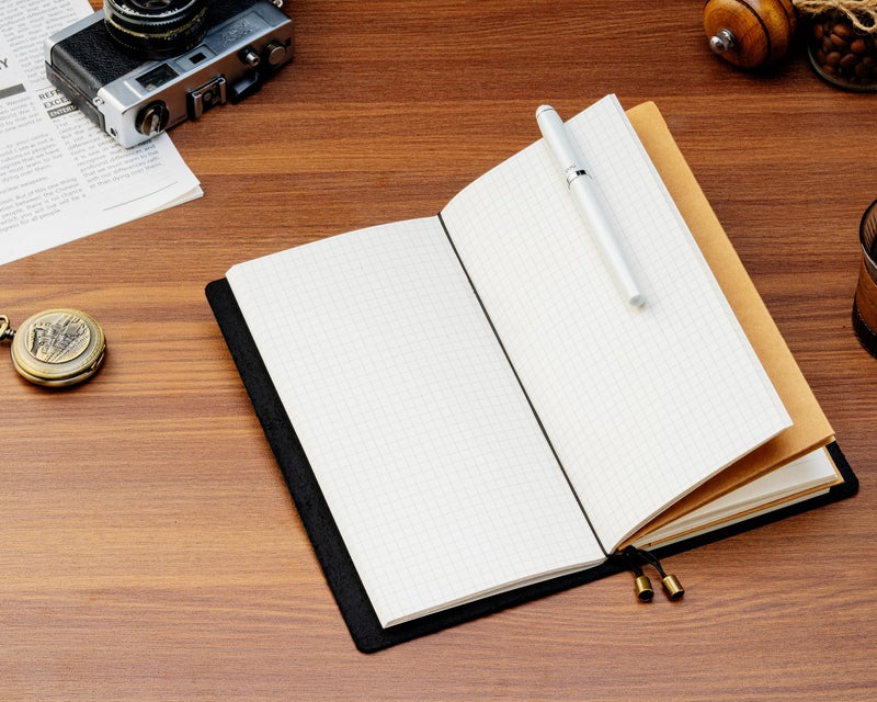 Ox Knight Leather Travelers Notebook, 8.6'' x 4.6'', Refillable Vintage Travel Journal, Handmade Leather Journal with Kraft Folder, and 3 Inserts (Black) - Image 4