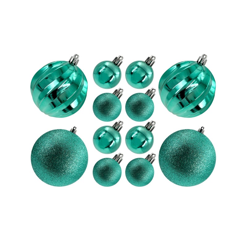CHRISTMAS MAGIC Designer Baubles Gift Set Turquoise 4 & 8cm Mixed 20Pcs/Box - Image 2