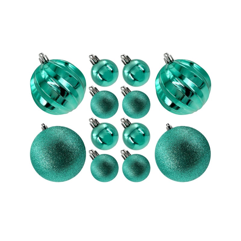 CHRISTMAS MAGIC Designer Baubles Gift Set Turquoise 4 & 8cm Mixed 20Pcs/Box - Image 1
