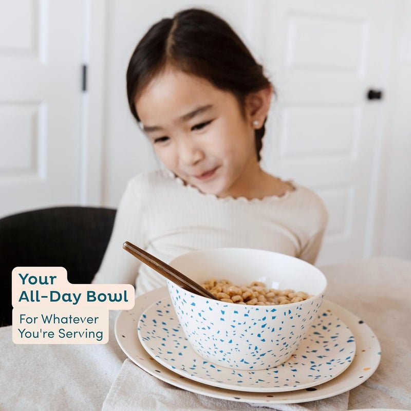 Nook Theory 4 Pack Bamboo Bowls V Shaped  22 Oz Kids Bowl Shatterproof FoodGrade Dishwasher Safe  Not Microwavable Bamboo Dishes Terrablue - Image 5