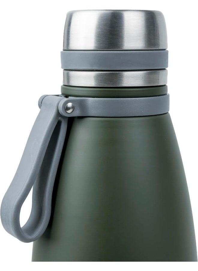 Nessan زجاجة فراغ من الفولاذ المقاوم للصدأ إلسا 1103 مل - عزل مزدوج للجدران للمشروبات الساخنة والباردة - مريحة للحمل - سهلة النقل - للاستخدام الداخلي والخارجي - أخضر داكن - Image 2