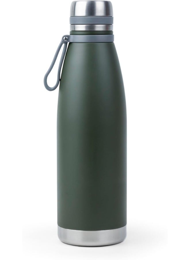 Nessan زجاجة فراغ من الفولاذ المقاوم للصدأ إلسا 1103 مل - عزل مزدوج للجدران للمشروبات الساخنة والباردة - مريحة للحمل - سهلة النقل - للاستخدام الداخلي والخارجي - أخضر داكن - Image 1